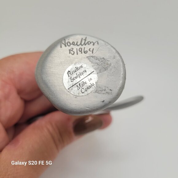 Hoselton Signed Aluminum Angel Sculpture Vintage Figurine Canada MCM 1964 - Picture 6 of 8